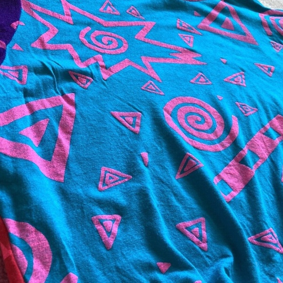 Mamadoux Elliott Beach Art School Crop Top XS pink blue multi color 90s pattern - Picture 4 of 8